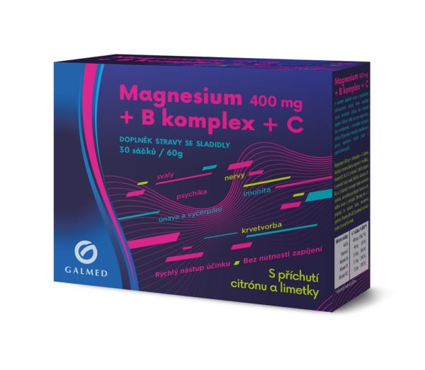 Magnesium 400 mg + B komplex + C 30 sáčků Galmed