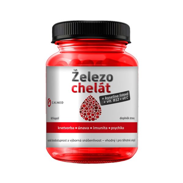 Železo chelát + vit.B9+vit.B12+vit.C Galmed cps 60